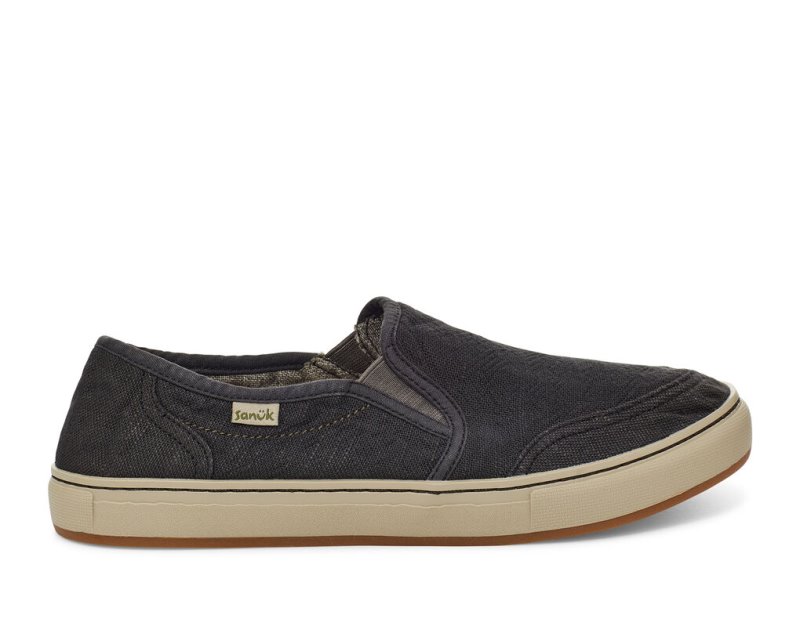 Sanuk Mens Tideline Hemp Slip-on Black Shoes | FVCQBW725